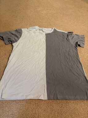 Original Use Split Two-Tone Crewneck Tee in Light Gray and Dark Gray